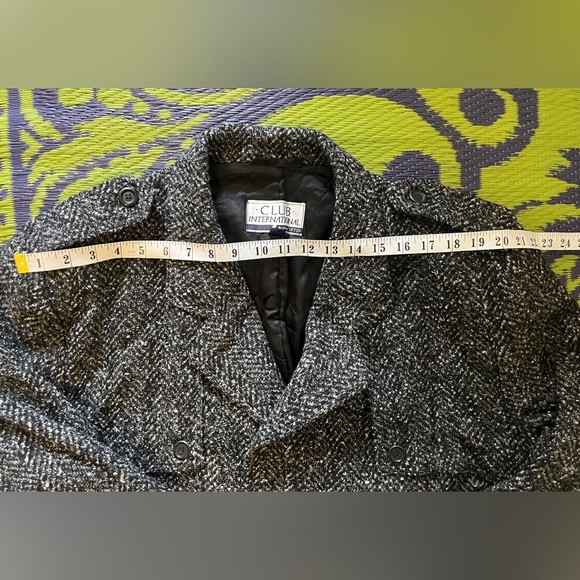 Vintage Wool Herringbone Donegal Tweed Belted Men's  Top Coat 44 Dark Academia - Picture 13 of 14